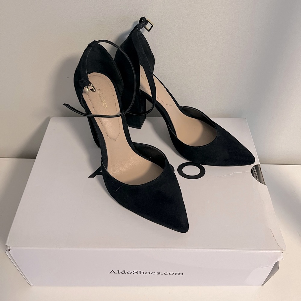 Aldo Nicholes black heels with ankle straps